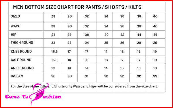 Mens Trouser Size Chart